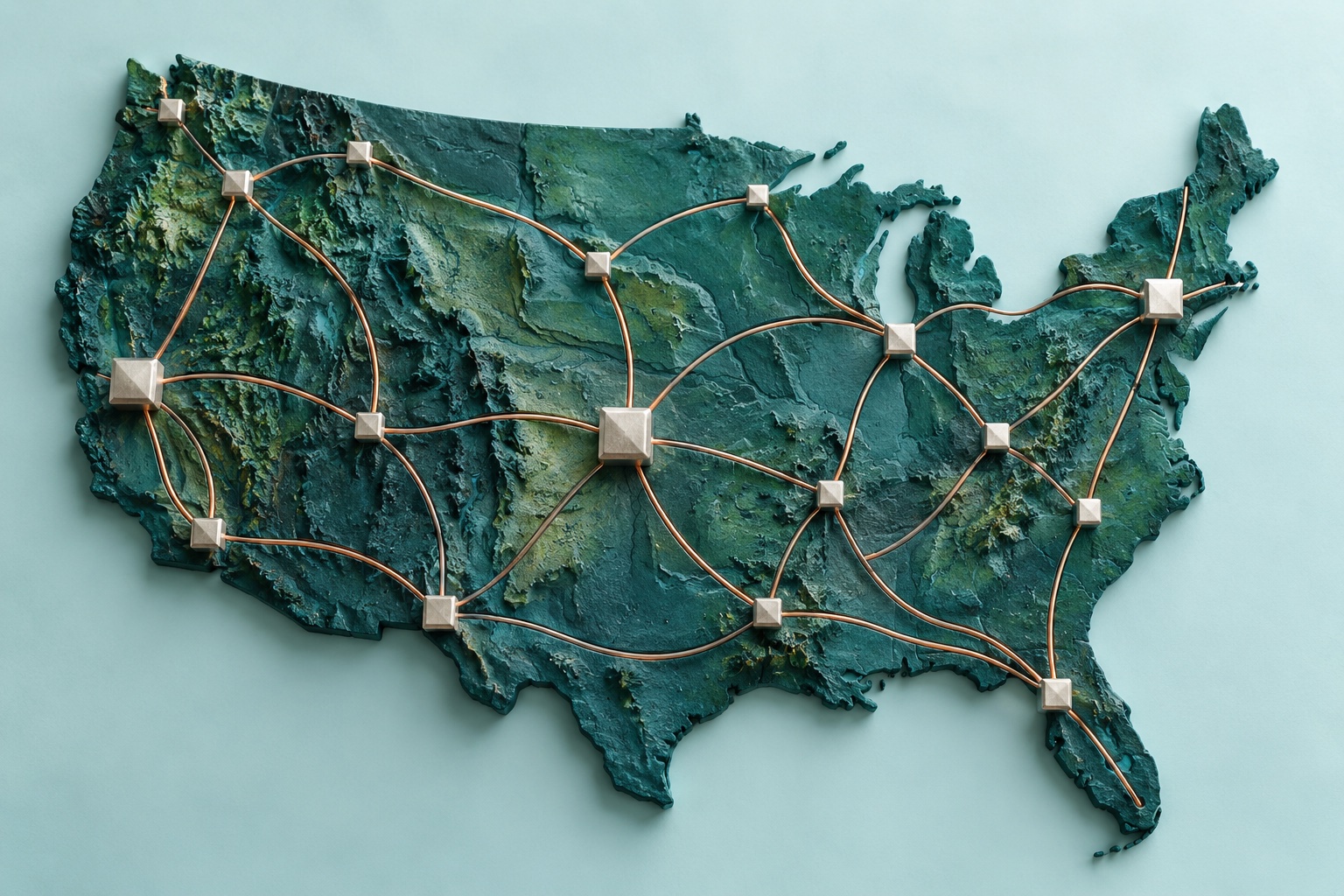 Conceptual Verdant editorial illustration: storage network