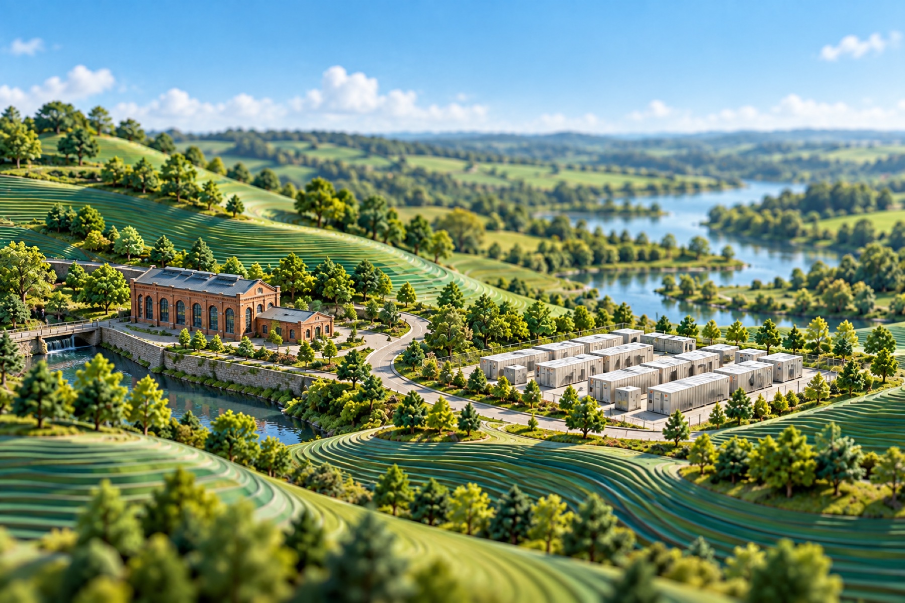 Illustrative architectural model: a new chapter, in the Verdant green-and-blue landscape style.